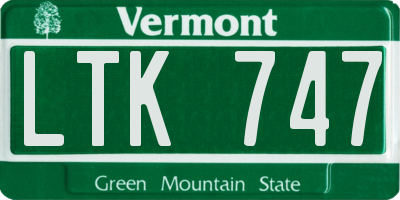 VT license plate LTK747