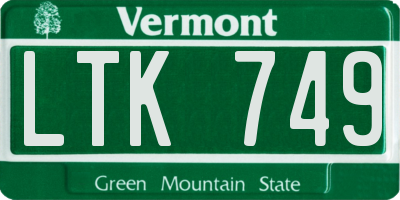 VT license plate LTK749
