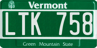 VT license plate LTK758