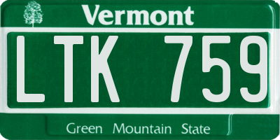 VT license plate LTK759