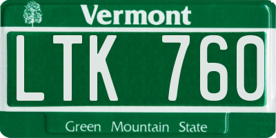 VT license plate LTK760