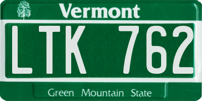 VT license plate LTK762
