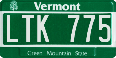 VT license plate LTK775