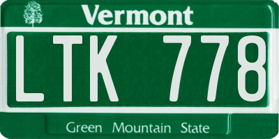 VT license plate LTK778