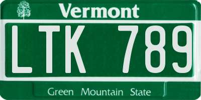 VT license plate LTK789
