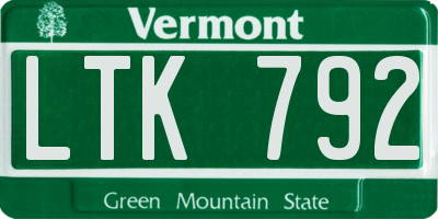 VT license plate LTK792
