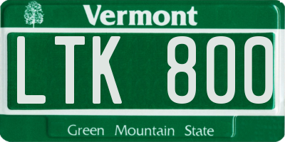 VT license plate LTK800