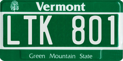 VT license plate LTK801