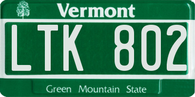 VT license plate LTK802