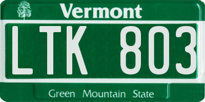 VT license plate LTK803