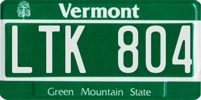 VT license plate LTK804