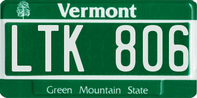 VT license plate LTK806