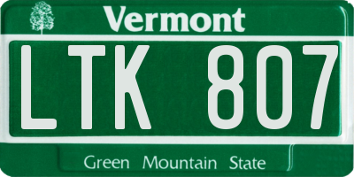 VT license plate LTK807