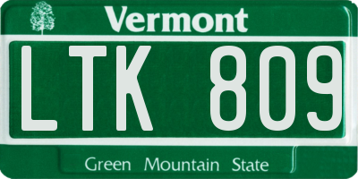 VT license plate LTK809