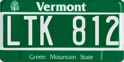 VT license plate LTK812