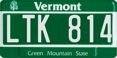 VT license plate LTK814