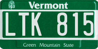 VT license plate LTK815