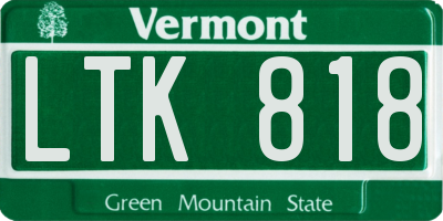 VT license plate LTK818