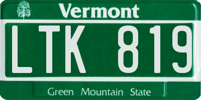VT license plate LTK819