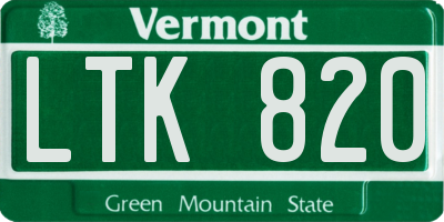 VT license plate LTK820