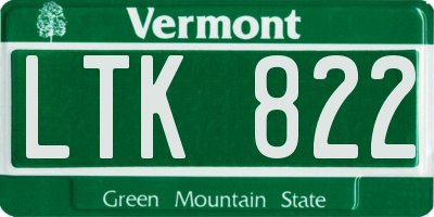 VT license plate LTK822