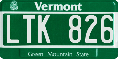VT license plate LTK826