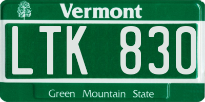 VT license plate LTK830