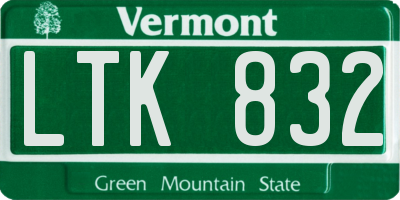 VT license plate LTK832