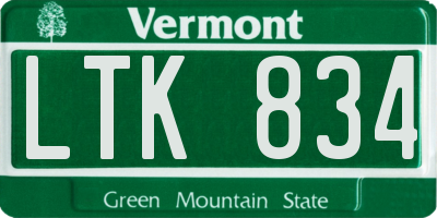 VT license plate LTK834