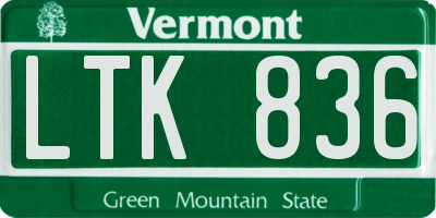 VT license plate LTK836