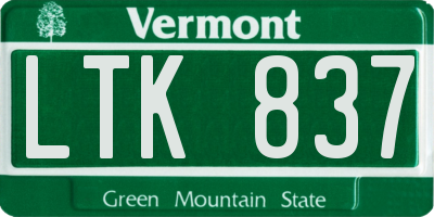 VT license plate LTK837