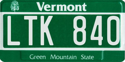 VT license plate LTK840