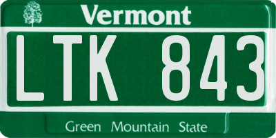VT license plate LTK843