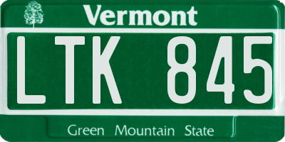 VT license plate LTK845
