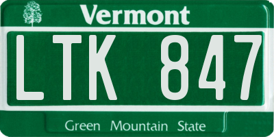 VT license plate LTK847