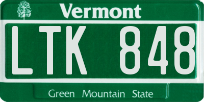 VT license plate LTK848