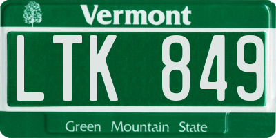 VT license plate LTK849