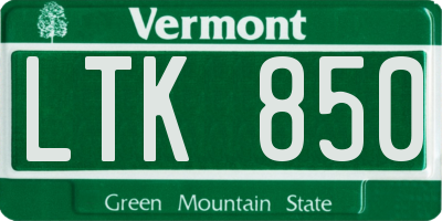 VT license plate LTK850