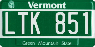 VT license plate LTK851