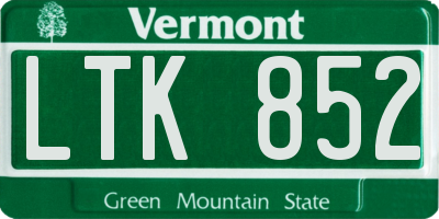 VT license plate LTK852