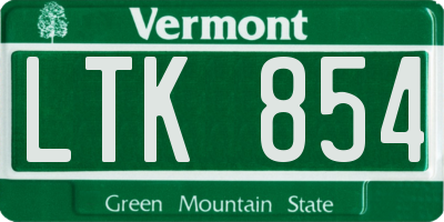 VT license plate LTK854