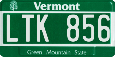 VT license plate LTK856