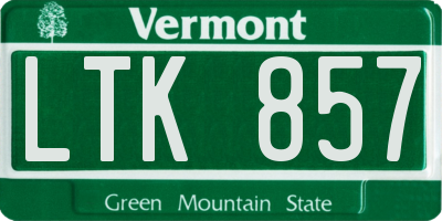 VT license plate LTK857