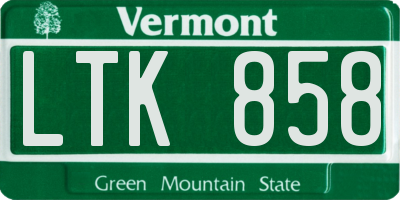 VT license plate LTK858
