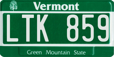 VT license plate LTK859