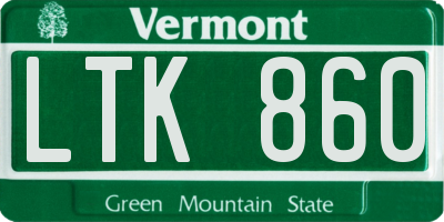 VT license plate LTK860