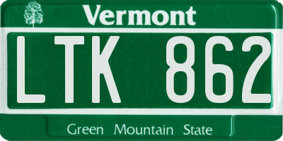 VT license plate LTK862