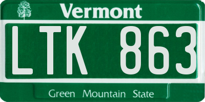 VT license plate LTK863