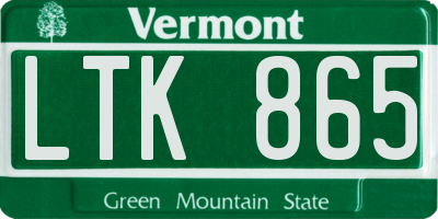 VT license plate LTK865