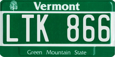 VT license plate LTK866